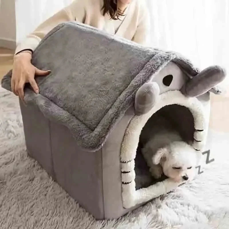Indoor Warm Pet House – Soft Dog & Cat Bed Tent with Washable Cushion