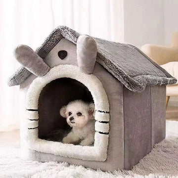 Indoor Warm Pet House – Soft Dog & Cat Bed Tent with Washable Cushion