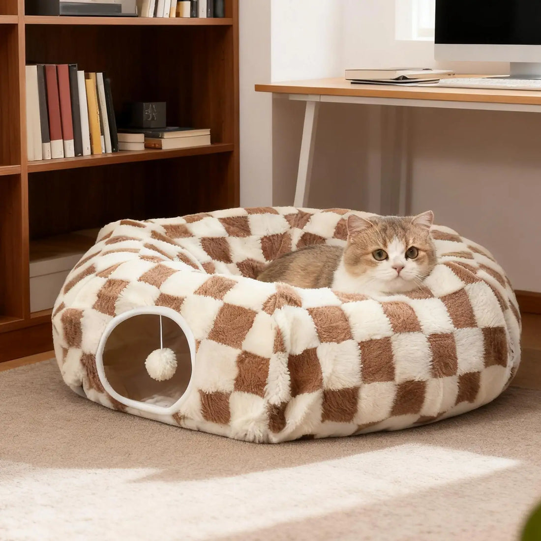 Cat Tunnel Bed Washable with Ball Tunnel